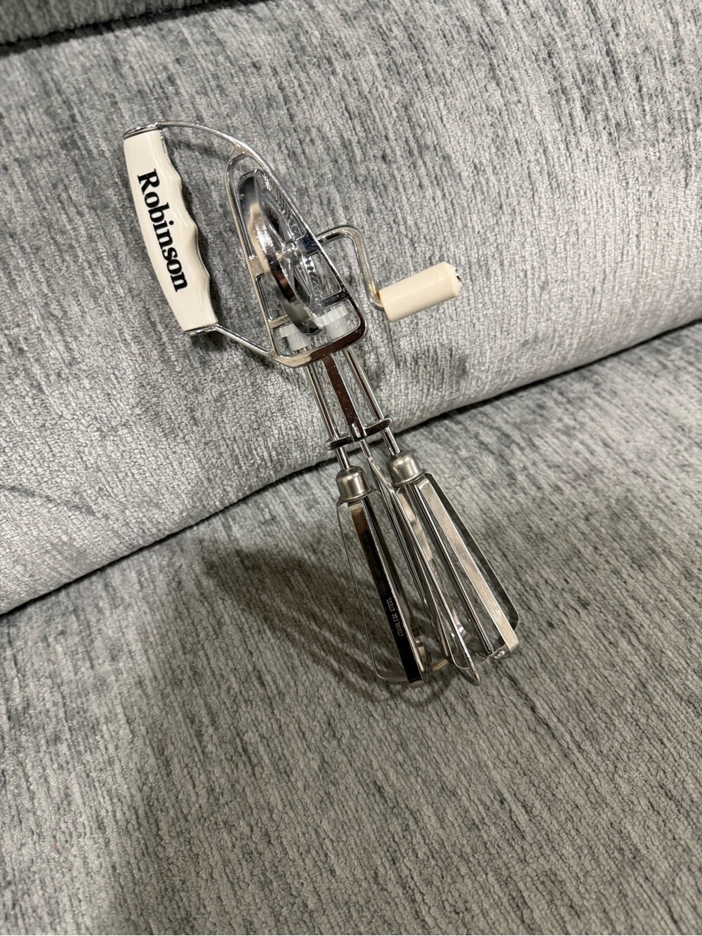Vintage Robinson stainless steel manual hand mixer or egg beater